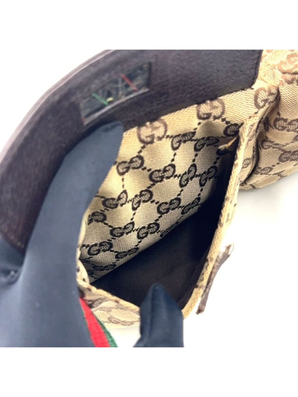 Gucci GG Pattern Canvas Leather Brown Beige Belt Bag Waist Pouch Silver - Picture 3 of 15